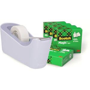 Scotch Tape Dispenser C18, Lavender + Magic Tape Invisible, 19 mm x 33 m, 6 Rolls Refillable Dispenser for Home and Office Scotch Tape Dispenser C18, Lavender + Magic Tape Invisible, 19 mm x 33 m, 6 Rolls Refillable Dispenser for Home and Office