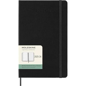Moleskine Weekly Planner 2025-2026, 18-Month Weekly Planner With Note Space, Hard Cover and Elastic Closure, Large 13 x 21 cm, Colour Black Moleskine Weekly Planner 2025-2026, 18-Month Weekly Planner With Note Space, Hard Cover and Elastic Closure, Large 13 x 21 cm, Colour Black