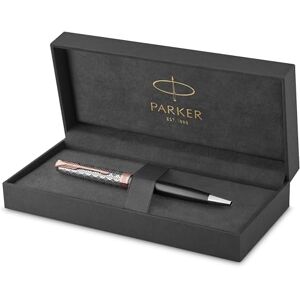 PARKER Sonnet Ballpoint Pen Premium Metal and Grey Satin Finish with Rose Gold Trim Medium Point with Black Ink Refill Gift Box PARKER Sonnet Ballpoint Pen Premium Metal and Grey Satin Finish with Rose Gold Trim Medium Point with Black Ink Refill Gift Box
