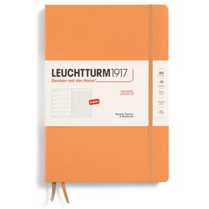 LEUCHTTURM1917 370641 Weekly Calendar & Notebook 2025, Composition B5 Hardcover 12-Month Planner, Lined Apricot, English LEUCHTTURM1917 370641 Weekly Calendar & Notebook 2025, Composition B5 Hardcover 12-Month Planner, Lined Apricot, English