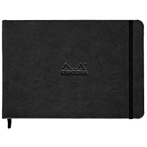 Rhodia 118179C Rigid Notebook Webnotebook Black Landscape A5 192 pages Plain Ivory Clairefontaine Paper 90 g/m Bookmark, Elastic Closure Faux Leather Cover Rhodia 118179C Rigid Notebook Webnotebook Black Landscape A5 192 pages Plain Ivory Clairefontaine Paper 90 g/m Bookmark, Elastic Closure Faux Leather Cover