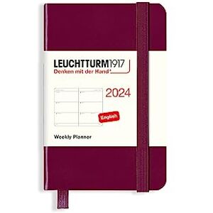 LEUCHTTURM1917 367646 Weekly Diary Mini (A7) 2024, 12 Months, Port Red, English LEUCHTTURM1917 367646 Weekly Diary Mini (A7) 2024, 12 Months, Port Red, English