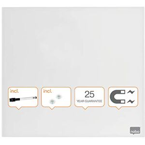 Nobo Glass Whiteboard, Magnetic, 450 x 450 mm Square Tile Design, Includes Glassboard Marker, Magnets and Fitting Kit, White, 1903957 Nobo Glass Whiteboard, Magnetic, 450 x 450 mm Square Tile Design, Includes Glassboard Marker, Magnets and Fitting Kit, White, 1903957
