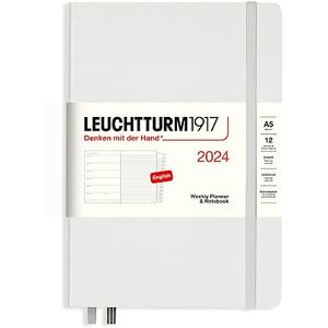 LEUCHTTURM1917 367701 Weekly Calendar & Notebook Medium (A5) 2024, 12 Months, Light Grey, English LEUCHTTURM1917 367701 Weekly Calendar & Notebook Medium (A5) 2024, 12 Months, Light Grey, English