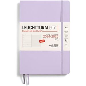 LEUCHTTURM1917 370809 Weekly Calendar & Notebook 2025, Medium A5 Softcover 18-Month Planner, Lined Lilac, English LEUCHTTURM1917 370809 Weekly Calendar & Notebook 2025, Medium A5 Softcover 18-Month Planner, Lined Lilac, English
