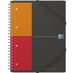 Oxford 100100362 Meetingbook International A4 + checkered 4-fold perforated 160 sheets 2 in 1: College block and elastic band gray clever organization for managers and executives Oxford 100100362 Meetingbook International A4 + checkered 4-fold perforated 160 sheets 2 in 1: College block and elastic band gray clever organization for managers and executives