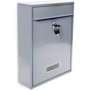 Relaxdays Mailbox/Letterbox made of Metal, Hinged Lid with a Name Plate + 2 Keys, HxWxD: 26.5 x 35 x 8.5 cm, Silver, Steel Relaxdays Mailbox/Letterbox made of Metal, Hinged Lid with a Name Plate + 2 Keys, HxWxD: 26.5 x 35 x 8.5 cm, Silver, Steel