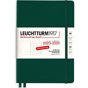 LEUCHTTURM1917 367679 Weekly Calendar & Notebook Medium (A5) 2024, 18 Months, Forest Green, German LEUCHTTURM1917 367679 Weekly Calendar & Notebook Medium (A5) 2024, 18 Months, Forest Green, German