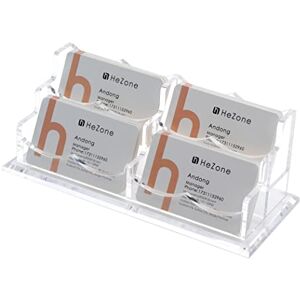 HeZone Business Card Holder Display for Desk, Cards Organizer Case for Women and Men 4 Slot 2 Tier, Clear Acrylic Business Card Stand Rack with 1 Pack (4 Grid-H) HeZone Business Card Holder Display for Desk, Cards Organizer Case for Women and Men 4 Slot 2 Tier, Clear Acrylic Business Card Stand Rack with 1 Pack (4 Grid-H)