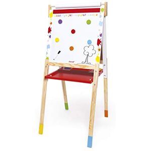 Janod Kids Wooden Double Sided Easel ‘Splash’ Dynamic, Height Adjustable Magnetic Whiteboard + Chalk Board Including 13 Accessories from 3 Years Old, J09611 Janod Kids Wooden Double Sided Easel ‘Splash’ Dynamic, Height Adjustable Magnetic Whiteboard + Chalk Board Including 13 Accessories from 3 Years Old, J09611