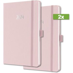 Sigel J4405 Weekly planner Jolie 2024, FSC-certified, 2 pages equal to 1 week, hardcover with a fabric surface, approx. A5, light Pink, 174 pages, 2 Pieces Sigel J4405 Weekly planner Jolie 2024, FSC-certified, 2 pages equal to 1 week, hardcover with a fabric surface, approx. A5, light Pink, 174 pages, 2 Pieces