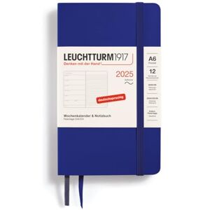 LEUCHTTURM1917 370534 Weekly Calendar & Notebook 2025, Pocket A6 Softcover 12-Month Planner, 80 g, Lined Ink LEUCHTTURM1917 370534 Weekly Calendar & Notebook 2025, Pocket A6 Softcover 12-Month Planner, 80 g, Lined Ink