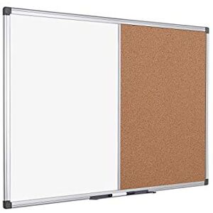 Bi-Office Combination Board Maya, Cork/Magnetic, Aluminium Frame, 90 x 60 cm,White Bi-Office Combination Board Maya, Cork/Magnetic, Aluminium Frame, 90 x 60 cm,White