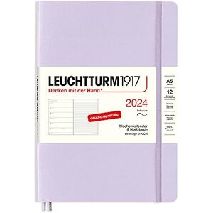 LEUCHTTURM1917 367771 Weekly Calendar & Notebook Medium (A5) 2024, Soft Cover, Lilac, German, 12 Months LEUCHTTURM1917 367771 Weekly Calendar & Notebook Medium (A5) 2024, Soft Cover, Lilac, German, 12 Months