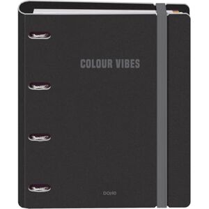 DOHE Binder with Refill 4-Ring Polyfoam Folder, A4 (28x32 cm), 100 Squared Sheets, Soft and Durable, Coloured Dividers, Extra Storage Pocket and Elastic Band Colour Vibes Black DOHE Binder with Refill 4-Ring Polyfoam Folder, A4 (28x32 cm), 100 Squared Sheets, Soft and Durable, Coloured Dividers, Extra Storage Pocket and Elastic Band Colour Vibes Black