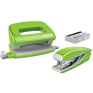 Leitz 55612054 Mini Stapler and Hole Punch Set, Staple or Punch Up to 10 Sheets, Includes P2 No. 10 Staples, WOW Range, Green Leitz 55612054 Mini Stapler and Hole Punch Set, Staple or Punch Up to 10 Sheets, Includes P2 No. 10 Staples, WOW Range, Green