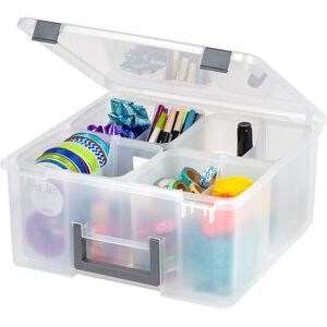 Iris Ohyama , Portable Plastic Storage Compartment Box with Handle, 25L, Clear, Snap-Tight Latch, 4 Removable Inner Cups and 4 Dividers, For Craft Supplies, Hobby, Art, Organizer, Box, BPA Free, DCB-4 Iris Ohyama , Portable Plastic Storage Compartment Box with Handle, 25L, Clear, Snap-Tight Latch, 4 Removable Inner Cups and 4 Dividers, For Craft Supplies, Hobby, Art, Organizer, Box, BPA Free, DCB-4