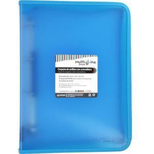 Grafoplás Ring Binder with Zip A4+, Light Blue, Multiline, 4 Mixed Rings 25 mm, Vertical Ruled Polypropylene Cover, Extra Capacity for Sheets of Paper, Folio Format Grafoplás Ring Binder with Zip A4+, Light Blue, Multiline, 4 Mixed Rings 25 mm, Vertical Ruled Polypropylene Cover, Extra Capacity for Sheets of Paper, Folio Format