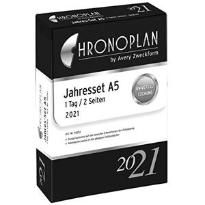 Avery Chronoplan 50202 calendar insert 2021, year set A5 with daily plans (148x210mm), replacement calendar, ideal for professional daily planning, multi-perforation (1 day on 2 pages), white; Avery Chronoplan 50202 calendar insert 2021, year set A5 with daily plans (148x210mm), replacement calendar, ideal for professional daily planning, multi-perforation (1 day on 2 pages), white;