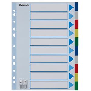 Esselte A4 1-10 Index, Heavy Duty Plastic, Blue/Multicolour Esselte A4 1-10 Index, Heavy Duty Plastic, Blue/Multicolour