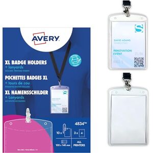 Avery 4834 A6 Name Badge Pockets with Lanyards and Inserts,Black Avery 4834 A6 Name Badge Pockets with Lanyards and Inserts,Black