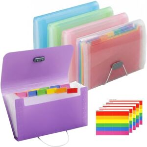 Woobroo 5 Pcs Expandable File Folder,A6-sized document organiser 13-compartment storage design Portable accordion card holder with colour-coded tabs Ideal for managing card, bill and receipt Woobroo 5 Pcs Expandable File Folder,A6-sized document organiser 13-compartment storage design Portable accordion card holder with colour-coded tabs Ideal for managing card, bill and receipt