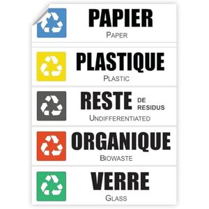 Ambiance Sticker Self-Adhesive PVC Labels Flexible Recycling Bin Waterproof Washable for Selective Waste Management Adhesive 5 Labels 15 x 4 cm Ambiance Sticker Self-Adhesive PVC Labels Flexible Recycling Bin Waterproof Washable for Selective Waste Management Adhesive 5 Labels 15 x 4 cm