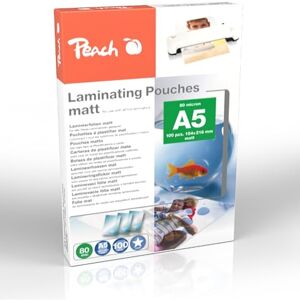 Peach S-PP580-30 Laminating Pouches A5-80 mic 100 Pouches Matt Writeable Premium Quality for Best Laminating Results Compatible with Devices of All Brand Manufacturers Peach S-PP580-30 Laminating Pouches A5-80 mic 100 Pouches Matt Writeable Premium Quality for Best Laminating Results Compatible with Devices of All Brand Manufacturers