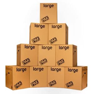 StorePAK 10 Strong Boxes with Carry Handles Suitable for Storage, Shipping, Packing & Moving House (Pack of 10) 116 Litres H55cm x W46cm x D46cm 100% Recycled & Recyclable LARGE StorePAK 10 Strong Boxes with Carry Handles Suitable for Storage, Shipping, Packing & Moving House (Pack of 10) 116 Litres H55cm x W46cm x D46cm 100% Recycled & Recyclable LARGE