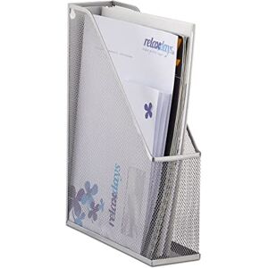 Relaxdays A4 Metal Mesh File Holder, Standing Magazine Rack, Eyelets for Mounting, Document Organiser, Silver Relaxdays A4 Metal Mesh File Holder, Standing Magazine Rack, Eyelets for Mounting, Document Organiser, Silver
