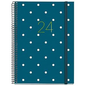 Miquelrius Annual Diary 2024, Week to View, Plus Size 155 x 213 mm (similar A5), Hard Cover, Spiral Binding, Elastic Closure, Spanish, English and Portuguese, Polka Dots with Gold Stamping Miquelrius Annual Diary 2024, Week to View, Plus Size 155 x 213 mm (similar A5), Hard Cover, Spiral Binding, Elastic Closure, Spanish, English and Portuguese, Polka Dots with Gold Stamping