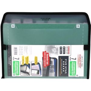 Five Star 7 Pocket Expanding File Organizer, Plastic Expandable File Folders with Customizable Tabs & Clear Cover, Holds 11" x 8-1/2", Zipper Closure, Seaglass Green (72707) Five Star 7 Pocket Expanding File Organizer, Plastic Expandable File Folders with Customizable Tabs & Clear Cover, Holds 11" x 8-1/2", Zipper Closure, Seaglass Green (72707)