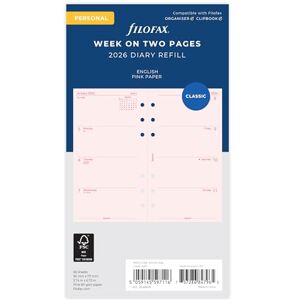 Filofax Personal week on two pages Pink English 2026 diary 26-68478 Filofax Personal week on two pages Pink English 2026 diary 26-68478