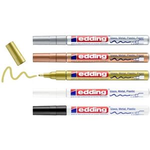 edding 751 gloss paint marker set black, white, gold, silver, copper 5 paint markers round nib 1-2 mm paint pen for glass, pebbles, wood, plastic, paper waterproof, high coverage edding 751 gloss paint marker set black, white, gold, silver, copper 5 paint markers round nib 1-2 mm paint pen for glass, pebbles, wood, plastic, paper waterproof, high coverage