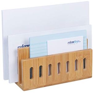 Relaxdays Document Holder Bamboo, 3 Compartments, Practical Letter and File Rack, Office, HWD: 13 x 18 x 8 cm, Natural Relaxdays Document Holder Bamboo, 3 Compartments, Practical Letter and File Rack, Office, HWD: 13 x 18 x 8 cm, Natural