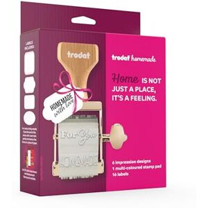 Trodat Homemade Stamp Set – Custom Craft Stamper Kit with 6 Messages, 3-Colour Ink Pad & Labels DIY Gift Wrapping, Jam Jar Labelling, Handmade Packaging Wooden Handle Stamp by Trodat Homemade Stamp Set – Custom Craft Stamper Kit with 6 Messages, 3-Colour Ink Pad & Labels DIY Gift Wrapping, Jam Jar Labelling, Handmade Packaging Wooden Handle Stamp by