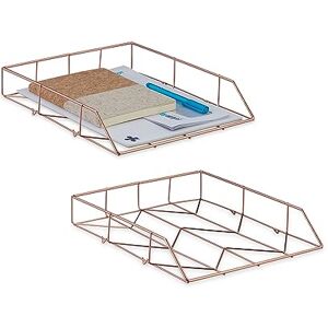 Relaxdays Organiser, 2x Set, File Holder, Storage, Letter Rack, HxWxD: 5.5 x 26 x 31.5, Office, A4, Desk, Rose Gold, Iron, 5.5 x 26 x 31.5 cm Relaxdays Organiser, 2x Set, File Holder, Storage, Letter Rack, HxWxD: 5.5 x 26 x 31.5, Office, A4, Desk, Rose Gold, Iron, 5.5 x 26 x 31.5 cm