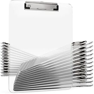 Kiggos 25 Pack Transparent Plastic Clipboards Bulk Acrylic Clear Clip boards with Low Profile Metal Clip Board 12.5 x 9 Inch Letter Size Clipboard Class Set for Classroom with Hanging Hook Holds 100 Sheets Kiggos 25 Pack Transparent Plastic Clipboards Bulk Acrylic Clear Clip boards with Low Profile Metal Clip Board 12.5 x 9 Inch Letter Size Clipboard Class Set for Classroom with Hanging Hook Holds 100 Sheets