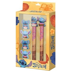 Disney Lilo and Stitch Mix-Pack of Erasable Gel Pen + Eternal Pencil + 4 Erasers, Yellow, 14 x 23 cm Disney Lilo and Stitch Mix-Pack of Erasable Gel Pen + Eternal Pencil + 4 Erasers, Yellow, 14 x 23 cm