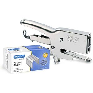 Rapesco 1306 Heavy-Duty HD-73 Plier Stapler and 2000 Type 73/12mm Staples, 70 Sheet Capacity, Chrome Rapesco 1306 Heavy-Duty HD-73 Plier Stapler and 2000 Type 73/12mm Staples, 70 Sheet Capacity, Chrome