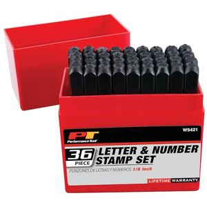 PERFORMANCE TOOL W5421 36 Piece 1/8" Steel Letter/Number Stamping Set with Handy Storage Box for Identification on Most Items PERFORMANCE TOOL W5421 36 Piece 1/8" Steel Letter/Number Stamping Set with Handy Storage Box for Identification on Most Items