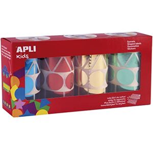 APLI Kids 19191 Pack of 4 Rolls of Metallic Geometric Assorted 27 mm Educational Stickers in Blue, Red, Yellow and Green APLI Kids 19191 Pack of 4 Rolls of Metallic Geometric Assorted 27 mm Educational Stickers in Blue, Red, Yellow and Green