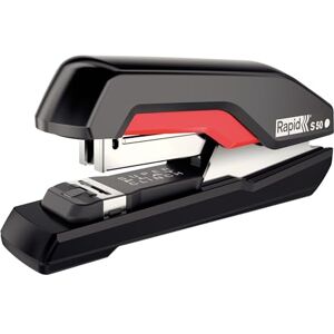 Rapid Supreme S50 Half Strip Stapler, 50 Sheet Capacity, Super Flat Clinch Stapling, Black/Red, 5000544 Rapid Supreme S50 Half Strip Stapler, 50 Sheet Capacity, Super Flat Clinch Stapling, Black/Red, 5000544