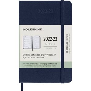 Moleskine 18-Month Weekly Planner/Diary, Weekly Planner 2022/2023, Weekly Notebook with Hard Cover and Elastic Closure, Size Pocket 9 x 14 cm, Colour Sapphire Blue Moleskine 18-Month Weekly Planner/Diary, Weekly Planner 2022/2023, Weekly Notebook with Hard Cover and Elastic Closure, Size Pocket 9 x 14 cm, Colour Sapphire Blue