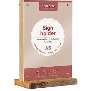 Europel A5 Sign Holder Double Sided, Magnetic, Free Standing, Portrait Tabletop Display Stand Acrylic, T Shaped Poster, Leaflet & Menu Holder for Hotels, Office, Conference, Restaurants, Stores Europel A5 Sign Holder Double Sided, Magnetic, Free Standing, Portrait Tabletop Display Stand Acrylic, T Shaped Poster, Leaflet & Menu Holder for Hotels, Office, Conference, Restaurants, Stores