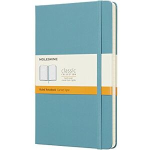 Moleskine Classic Ruled Paper Notebook, Hard Cover and Elastic Closure Journal, Color Reef Blue, Size Large 13 x 21 cm, 240 Pages Moleskine Classic Ruled Paper Notebook, Hard Cover and Elastic Closure Journal, Color Reef Blue, Size Large 13 x 21 cm, 240 Pages