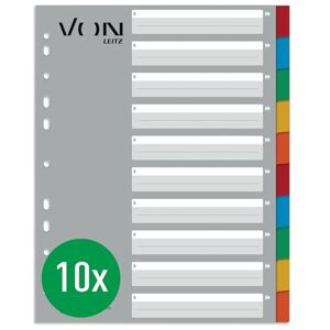 Leitz VON 10 Pack 10-Piece Index A4 Extra Wide, 100% Recycled Cardboard, Blank Tabs, 11-Hole Universal Index for Staplers & Ring Binders, 12990000 Leitz VON 10 Pack 10-Piece Index A4 Extra Wide, 100% Recycled Cardboard, Blank Tabs, 11-Hole Universal Index for Staplers & Ring Binders, 12990000