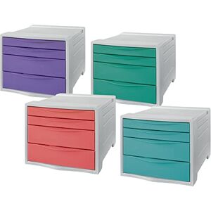 Esselte Drawer Cabinet, 4 Tier Desktop Storage Organiser, Filing Drawers for Papers & Stationery, Home/Office Use, Embossed Pattern, Colour'Breeze Range, Assorted Shade, 626286 Esselte Drawer Cabinet, 4 Tier Desktop Storage Organiser, Filing Drawers for Papers & Stationery, Home/Office Use, Embossed Pattern, Colour'Breeze Range, Assorted Shade, 626286