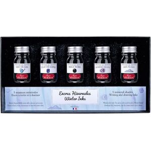 Herbin Jacques 18504T Set of 5 bottles of 10 ml ink for fountain pens and rollerball pens, assorted winter Colours. Made in France Drawing Writing Herbin Jacques 18504T Set of 5 bottles of 10 ml ink for fountain pens and rollerball pens, assorted winter Colours. Made in France Drawing Writing