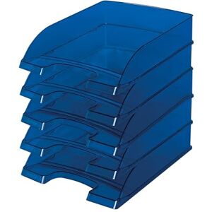Leitz 52260039 Letter Tray Transparent Plus A4 Polystyrene Dark Blue Pack of 5 Leitz 52260039 Letter Tray Transparent Plus A4 Polystyrene Dark Blue Pack of 5